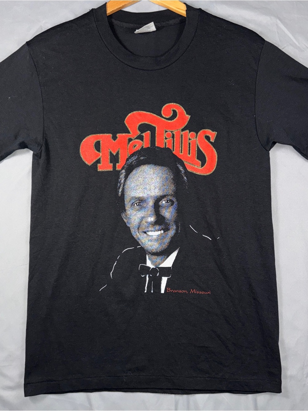 Vintage Mel Tillis Hanes Shirt Mens Medium Black Branson Missouri Graphic Tee - Picture 1 of 8